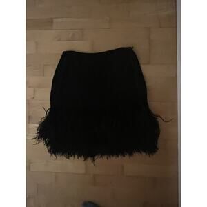 NWOT Ralph Lauren Black Label Ostrich Feather Beaded Sequin Mini Skirt Silk 10